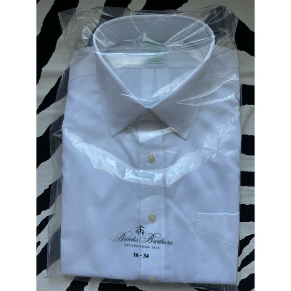 NWT Brooks Brothers Stretch Non-Iron Pinpoint Oxford Ansley Collar Shirt 16x34 - Picture 6 of 8